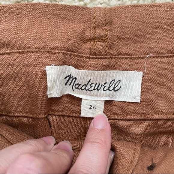Madewell Herringbone Paperbag Belted Straight Wide Leg Pant Size 26 Fall Tan - Picture 13 of 14